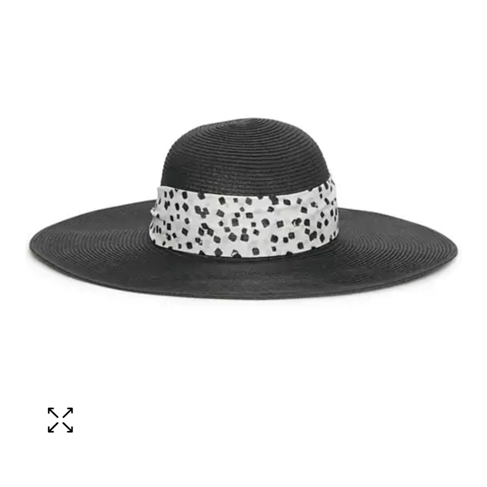 Karl Lagerfeld Women's Mesh Straw Wide Brim Sun Hat